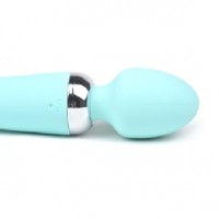 Wand Massager Dual Vibrators Rechargeable 20 Function, Teal, BOTH ENDS, VIBRATE INDEPENDENTLY